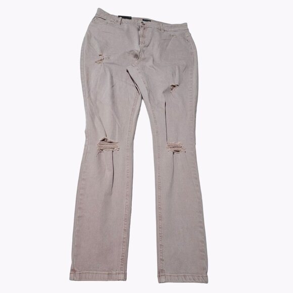 Rue 21 High Rise Jegging Jeans Womens Size 14 Pink Ripped Denim Pants New - Picture 3 of 7